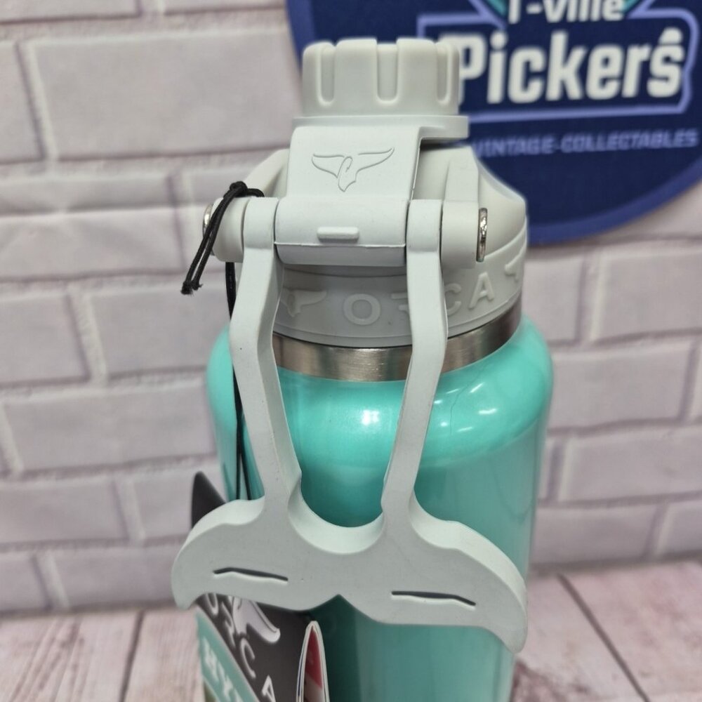 NWT ORCA HYDRA 34 oz Water Bottle Whale Tail Handle Seafoam - Picture 2 of 9